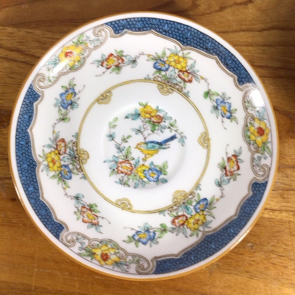 Vintage Minton Isis Blue Double Handled Footed Soup Bowl and Saucer Set - Picture 6 of 9